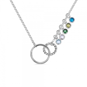 Personalized Mother Daughter Birthstone Necklace