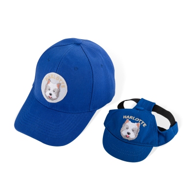Berretto da baseball con nome ricamo personalizzato, set di 2, cappello cane e cappello mamma cane, cappello cane regolabile con foro per l'orecchio, regalo per mamma cane/papà cane/amante dei cani