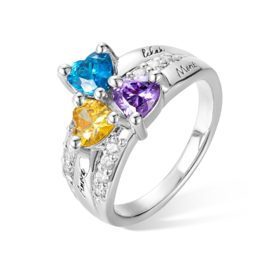 Anello con nome portafortuna personalizzato 1-3 cuore, anello di famiglia personalizzato, regalo di compleanno/festa della mamma per mamma/moglie/nonna/famiglia