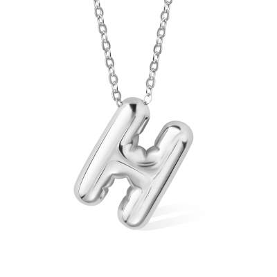 Benutzerdefinierte Ballon-Buchstaben-Halskette mit Perlen Satellitenkette, personalisierte Blase erste Anhänger Halskette, benutzerdefinierte Puff-Buchstaben-Schmuck, Geschenk für Sie