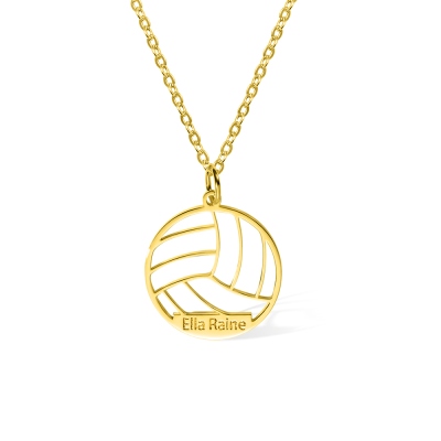 Collier pendentif de volley-ball avec nom personnalisé, bijoux d’équipe personnalisés en argent sterling 925, cadeau de maman sportive, cadeau pour joueur de volley-ball/amateur de sport