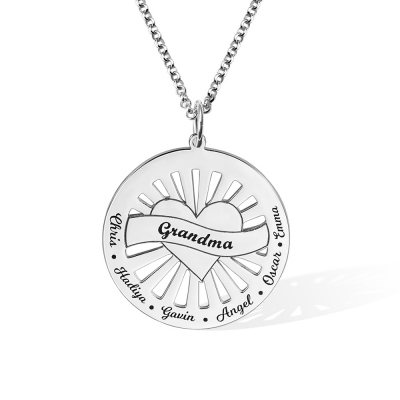 Collier pendentif cercle personnalisé avec nom, collier en argent sterling, cadeau d'anniversaire/de fête des mères pour maman/grand-mère/famille.