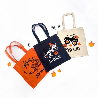 Personalisierte Halloween-Tasche, niedliche Kürbis-Spinnen-Geist-Tasche für Kinder, Süßigkeiten-Taschen, Süßes oder Saures-Taschen, Halloween-Geschenk für Kinder