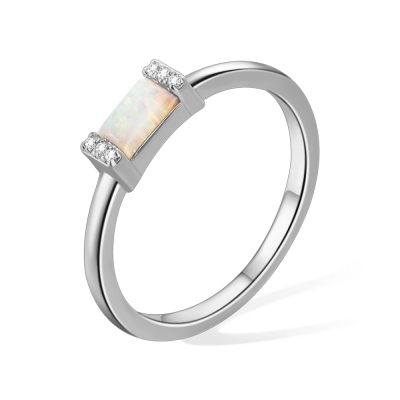 Anello opale rettangolo, anello baguette, anello opale delicato, anello minimalista, anello impilabile, regalo per lei/mamma/moglie