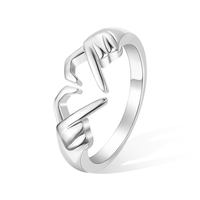 Anello cuore d'amore inciso personalizzato, divertente anello sorriso abbraccio, anello di coppia abbinato, anello unisex, regalo di compleanno/anniversario/San Valentino per lui/lei
