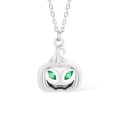 Personalized Birthstone Filled Pumpkin Necklace, 3D Spooky Pumpkin Necklace, Dainty Jewelry, Halloween/Birthday Gift for Women/Family/Friends
