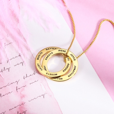 Personalized Family Engraved Russian Ring Necklace