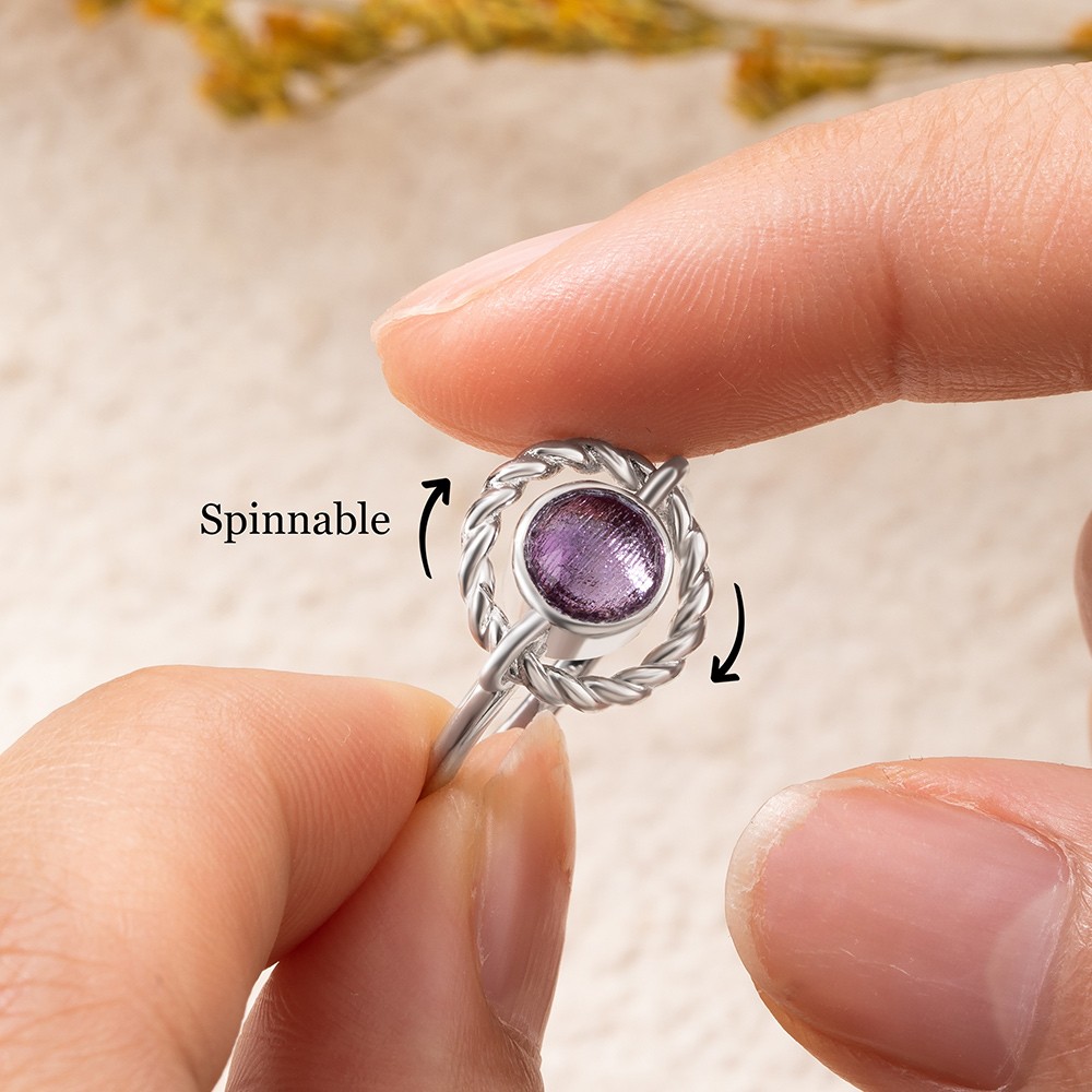 Spinel Fidget Ring with Unique Kinetic Spinner, Silver Saturn Ring, Neurodivergent Jewelry, Fidget Band Meditation Ring for Men and Women