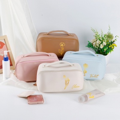 birth flower makeup bag