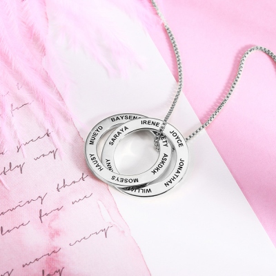 Personalized Family Engraved Russian Ring Necklace