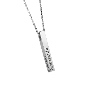 Engraved 4 Sides Stainless Steel Bar Necklace