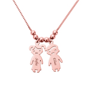 Personalized Kids Charms Necklace Rose Gold