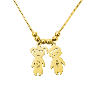 Personalized Kids Charms Necklace Gold