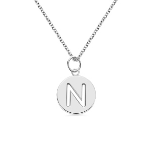 Family Initial Necklace Personalized Cut Out Initial Disc Family Necklace