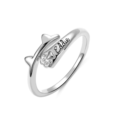 Personalized Name Ring with Cat Ears Wrap-around