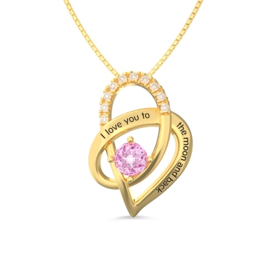 I Love You To The Moon and Back Heart Necklace In Rose Gold