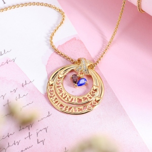 Personalized Eternal Embrace Name Necklace with Double Birthstones