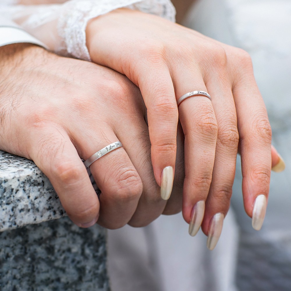 Personalisierte Buchstaben Hochzeit passende Ringe Set von 2, seine und ihre paar Ringe, gravierte Hochzeit Verlobungsband Hochzeit Set Versprechen Ring