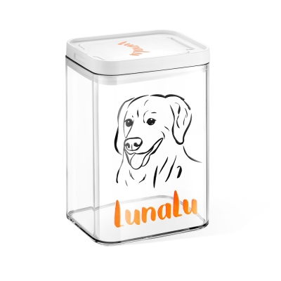 Benutzerdefinierte Pet Portrait Treat Box, personalisierter Name Treat Jar, Dog Cat Face Treat Aufbewahrungsbox, Doggy Treats Container, Geschenk für Tierliebhaber/Hundekatzenbesitzer