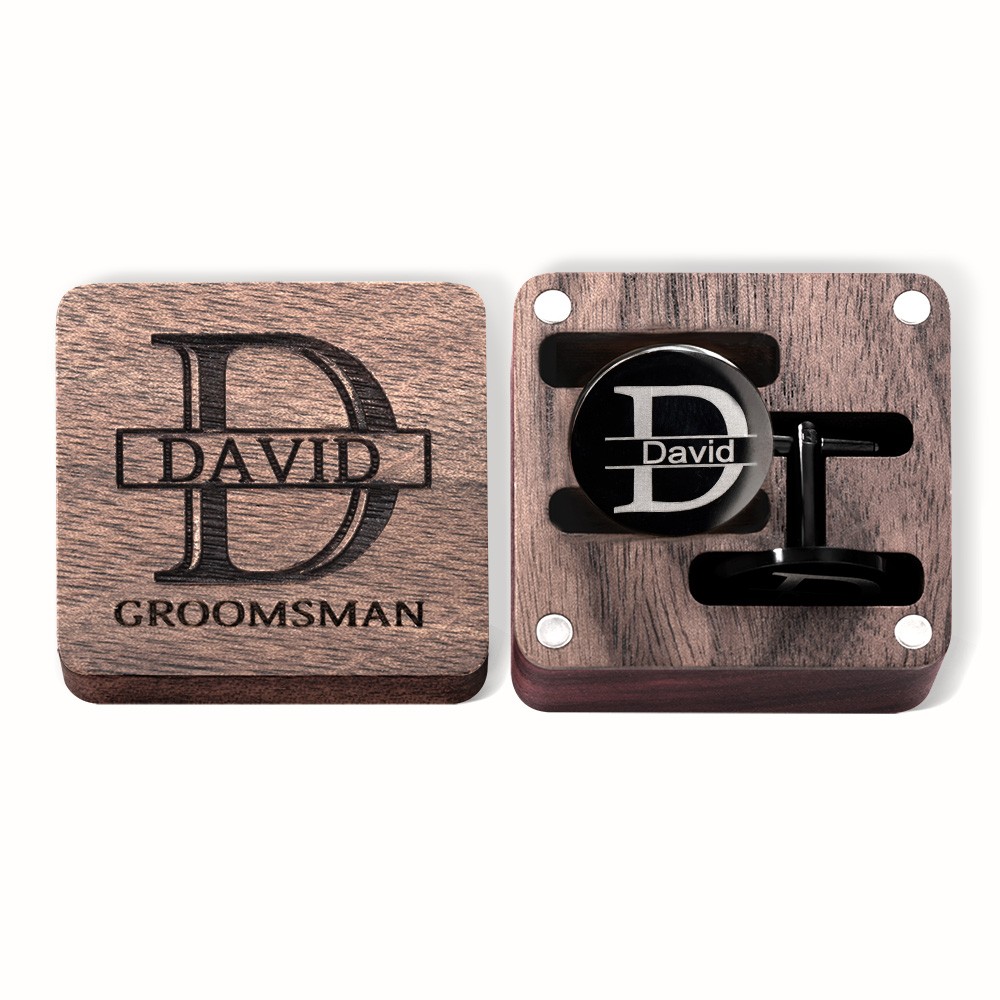 Personalized Groomsmen Cufflinks, Engraved Cufflink with Box, Custom Tie Clip and Cufflink Set for Men, Father of the Bride Gifts