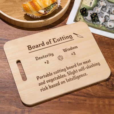 DND Theme Carved Bamboo Wood Cutting Board For Game Lovers