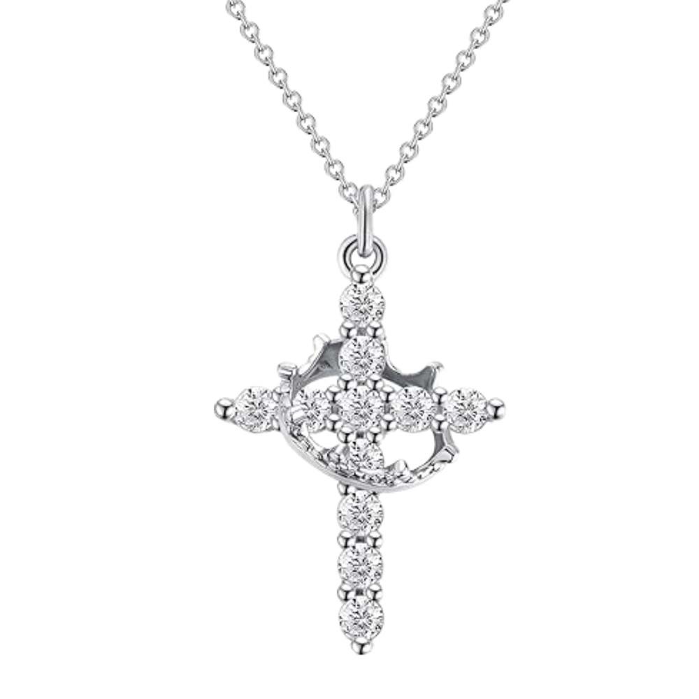 Cross and Crown Pendant Necklace, Christian Jewelry Inspired by James 1:12, Symbol of Strength, Faith, and Heavenly Reward, Gift for Her