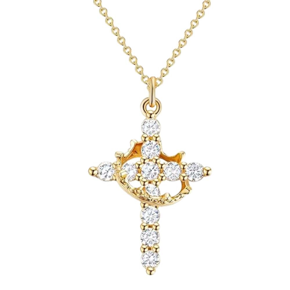Cross and Crown Pendant Necklace, Christian Jewelry Inspired by James 1:12, Symbol of Strength, Faith, and Heavenly Reward, Gift for Her