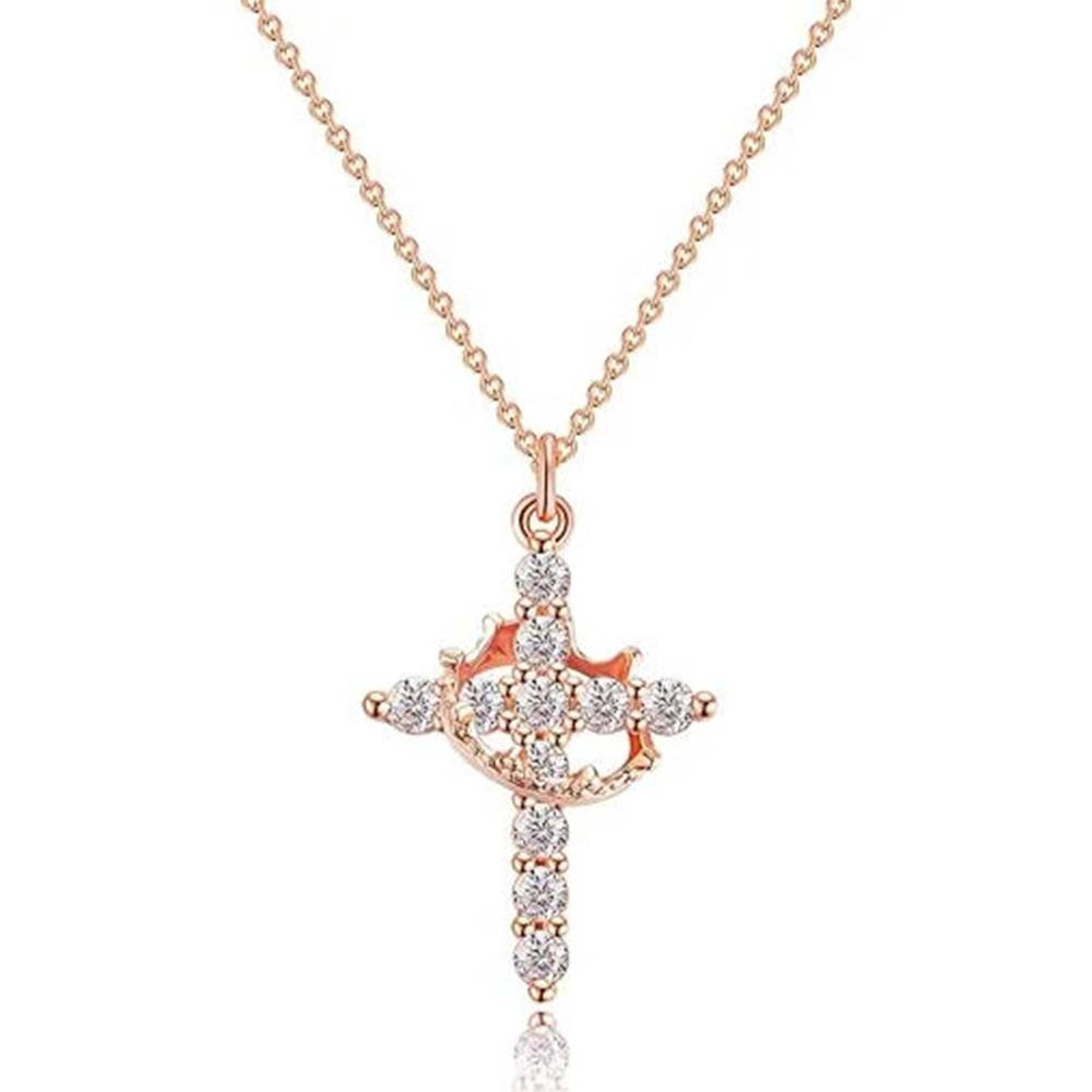 Cross and Crown Pendant Necklace, Christian Jewelry Inspired by James 1:12, Symbol of Strength, Faith, and Heavenly Reward, Gift for Her