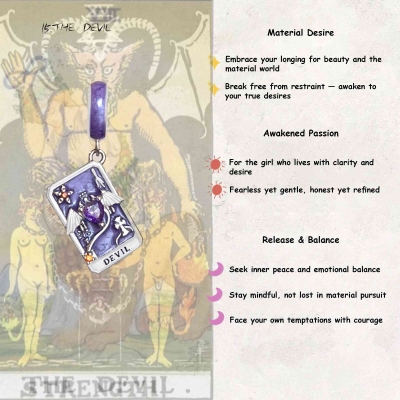 Tarot Card Necklace Pendant, Sterling Silver 925 Major Arcana Jewelry with Gemstones, Spiritual Protection & Energy Amulet for Mystics/Tarot Lovers