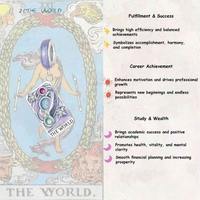 Tarot Card Necklace Pendant, Sterling Silver 925 Major Arcana Jewelry with Gemstones, Spiritual Protection & Energy Amulet for Mystics/Tarot Lovers