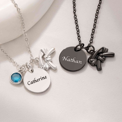 Personalized Name Martial Arts Black Belt Pendant Necklace with Birthstone, Birthday/Anniversary Gift for Teen Girls/Karate Judo Taekwondo Lovers