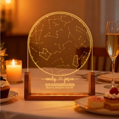 Personalized Star Map LED Night Light, Constellation Sky Night Lamp with Name Date Location, Anniversary/Memorial/Birthday Gift for Couple/Family