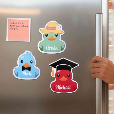 Custom Name Cartoon Professional Character Little Duck Fridge Magnet, Refrigerator Whiteboard Decor, Housewarming/Birthday Gift for Family/Friends