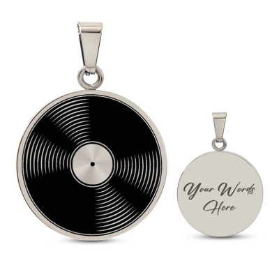 Personalized Classic Vinyl Record Pendant Necklace, Custom Name Engraved Music Jewelry, Music Accessory, Birthday Gift for Music Lover/Musician/Her