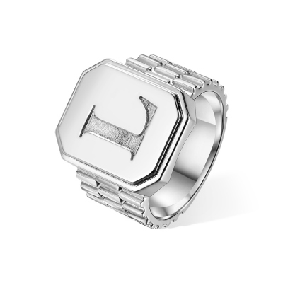 Anello con sigillo iniziale personalizzato, Sterling Silver 925/Brass Unisex Ring, Pinky Finger Letter Ring, Regalo di compleanno/anniversario per uomini/donne/marito/fidanzato