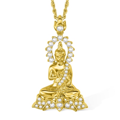 Collier à breloques bouddha plaqué or 18 carats, pendentif bouddha, collier de méditation yoga, cadeau pour maman/grand-mère/yoga aimé