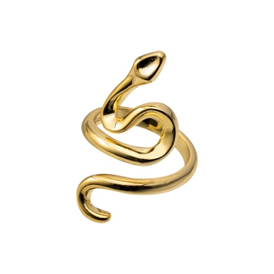 Verstellbarer goldener Schlangenring, offener Stapel 18K vergoldeter Schlangenspiralring, Vintage Gothic Schmuck Punk Ring, Geschenk für Männer/Frauen