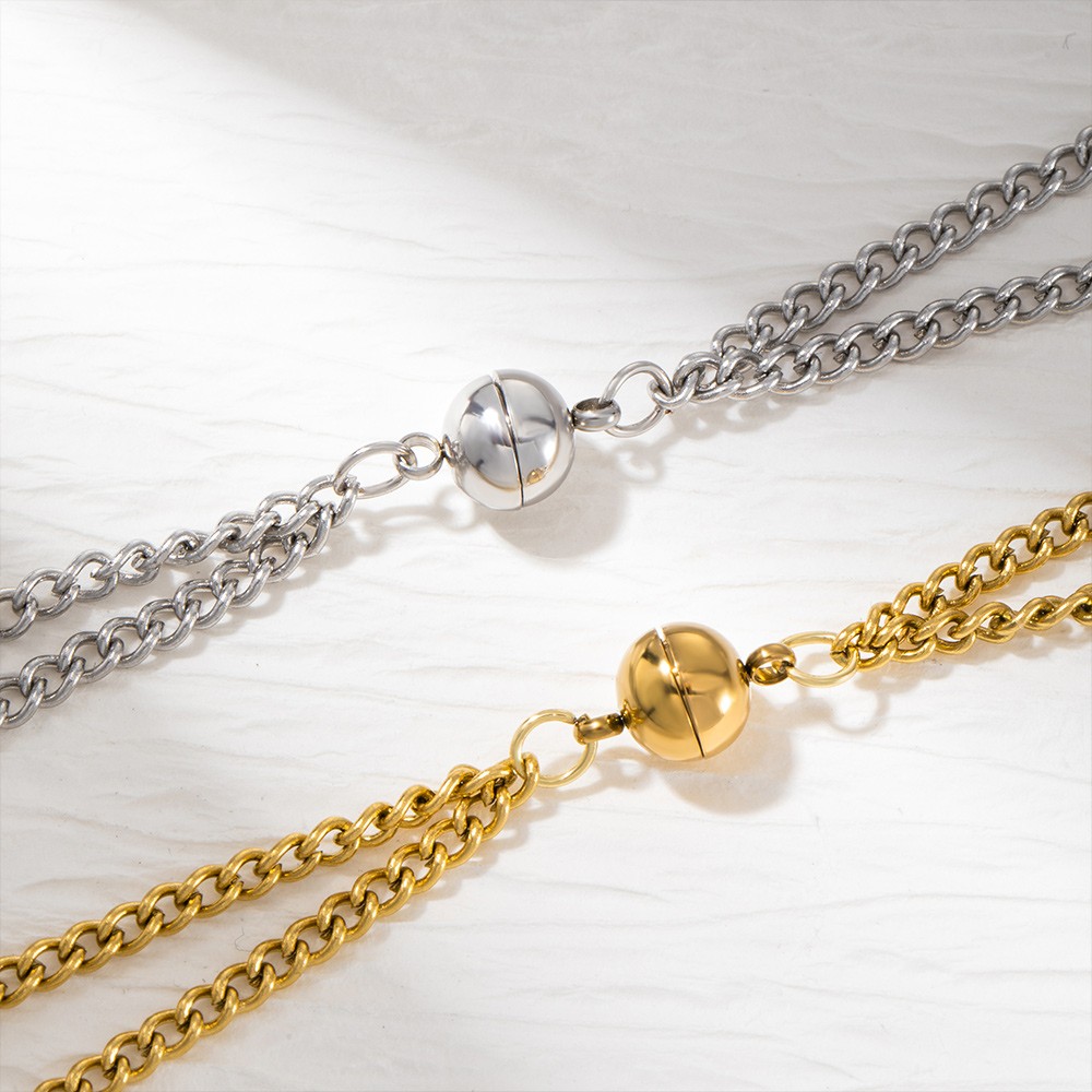 Magnetische Paar-Halskette, 2-teiliges Set, Messing-Magnetkette, passende Liebhaber-Halskette, weibliche männliche Accessoires, Geschenk für Paare/Frischvermählte