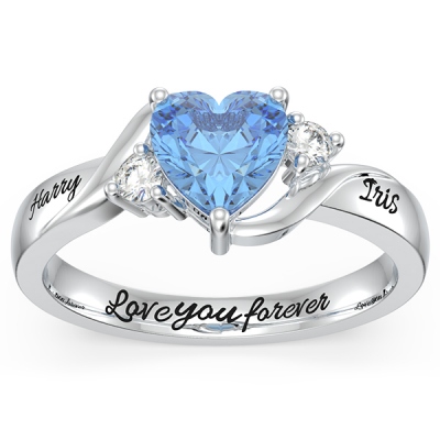 Engraved Heart Stone Promise Ring