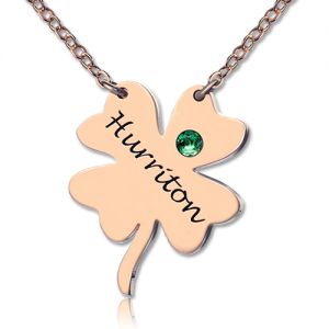 Irish Four Leaf Clover Good Luck Necklace Gift Rose Gold