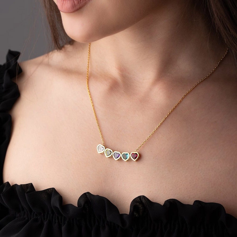 Collana portafortuna cuore personalizzata, gioielli portafortuna a forma di cuore multiplo, collana in argento sterling 925, gioielli delicati, regali per lei