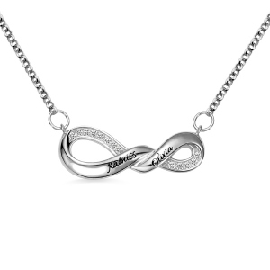 Engraved Infinity Double Name Silver Necklace for ladies