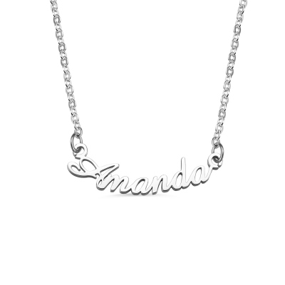Custom-made Smile Silver Necklace with Name