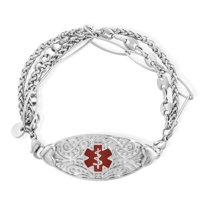 Custom Medical Alert ID Bracelet with Engraving, Stainless Steel Emergency Identification Bracelet, Elegant Medical Bracelets Jewelry for Women