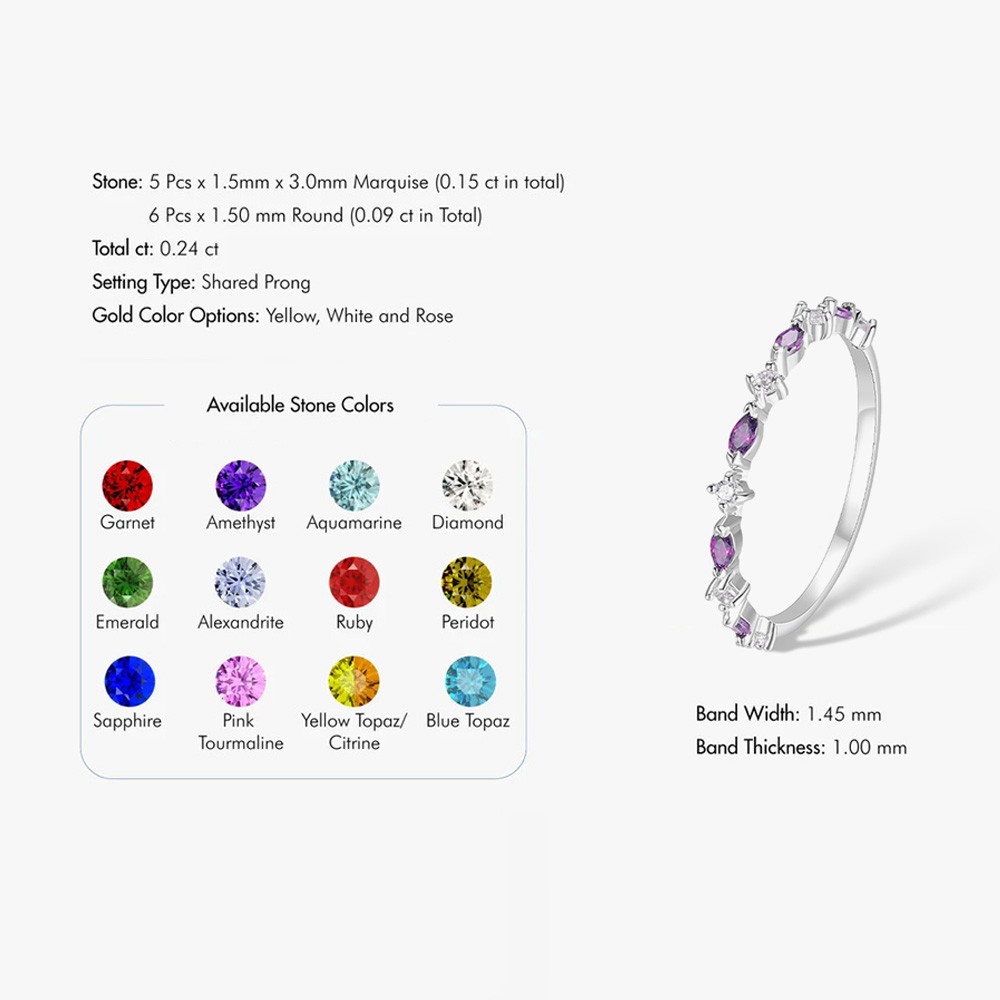 Marquise & Round Gemstone Ring for Women