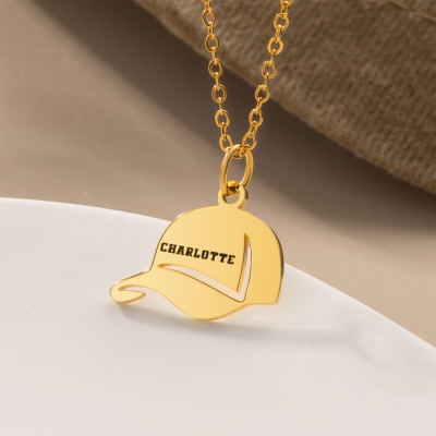 Personalized Baseball Cap Necklace with Name, Sterling Silver 925 Sports Jewelry, Birthday/Anniversary Gift for Baseball Lovers/Players/Teammates