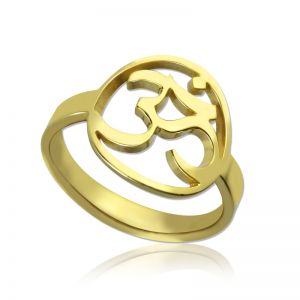 Personalised Om Yoga Ring 18k Gold