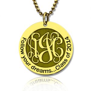 Follow Your Dreams Disc Monogram Necklace 18K Gold Plated