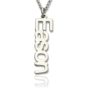 Customized Vertical Nameplate Necklace Sterling Silver