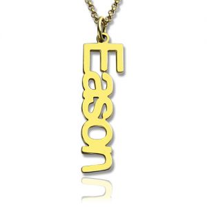 Custom Vertical Name Necklace  in Gold